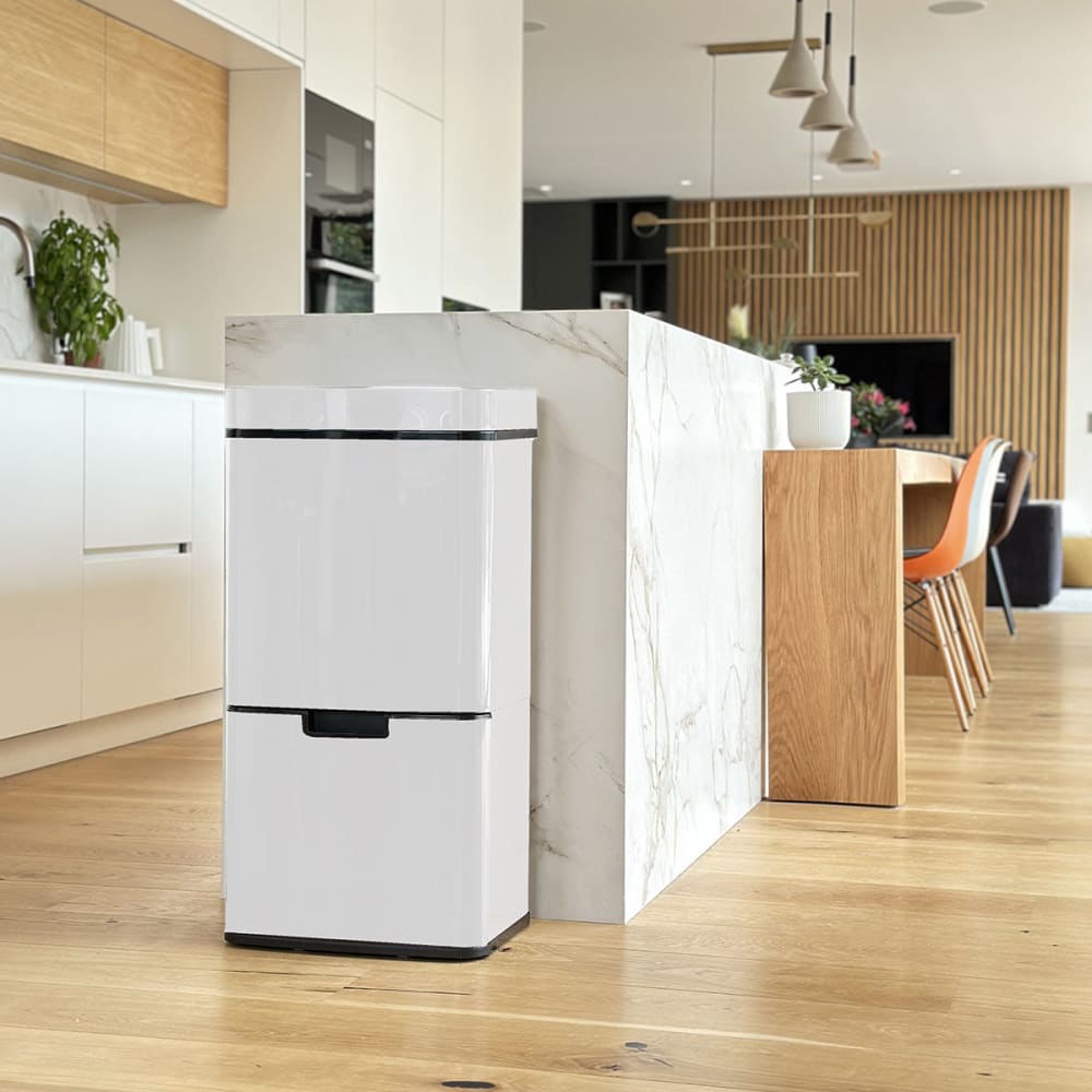 cubo de basura de cocina de reciclaje blanco  75l