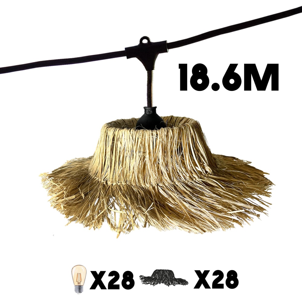 Lot de 4 guirlandes Paille Beige 6M