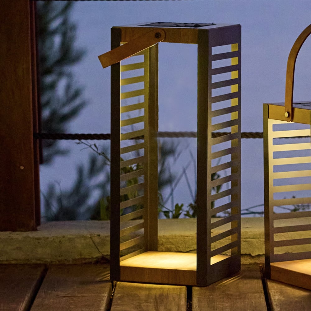 Lanterne solaire rechargeable Acier Noir h50cm