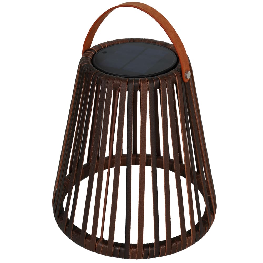 Lanterne solaire décorative Poly rotin Marron H28cm