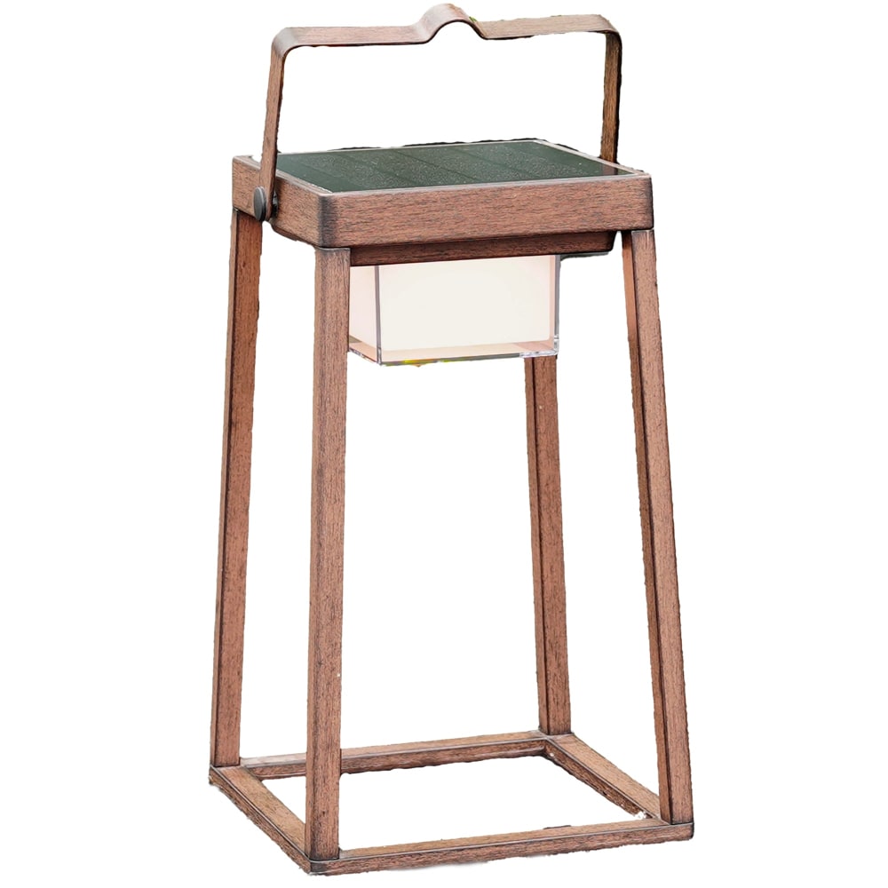 Lanterne design sans fil LED Aluminium Marron H30cm