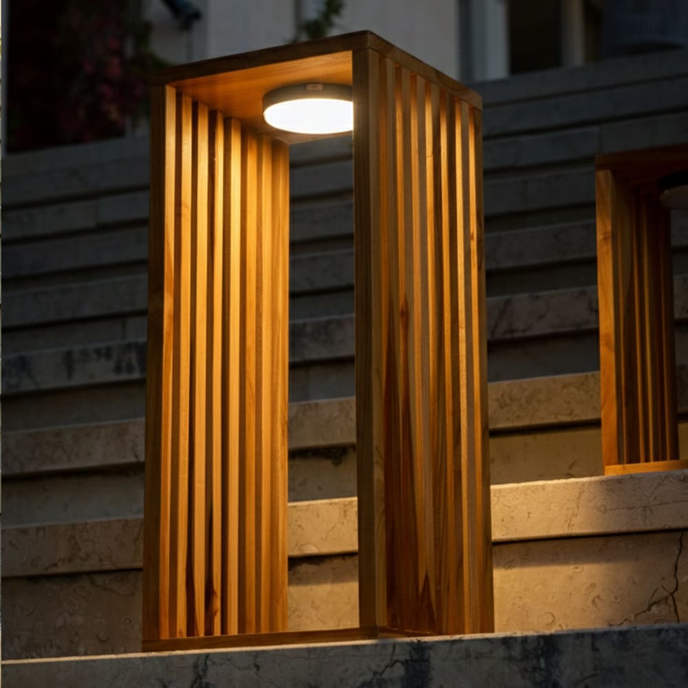 Lanterne solaire rechargeable Bois Bois h50cm