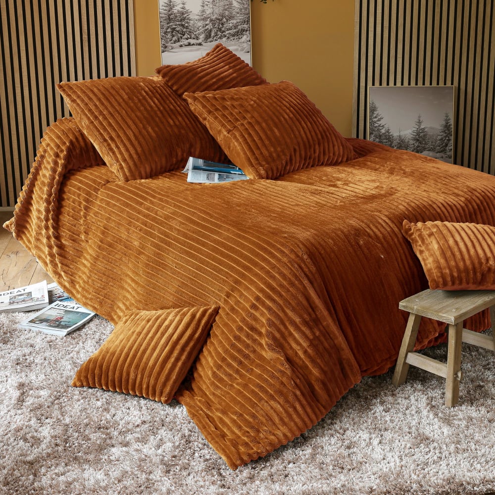 Housse d'oreiller en polyester marron caramel 65x65cm