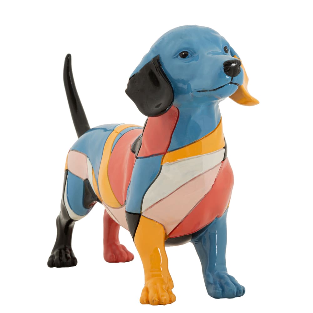 Chien basset en résine multicolore 32,5x9,7x20,5 cm