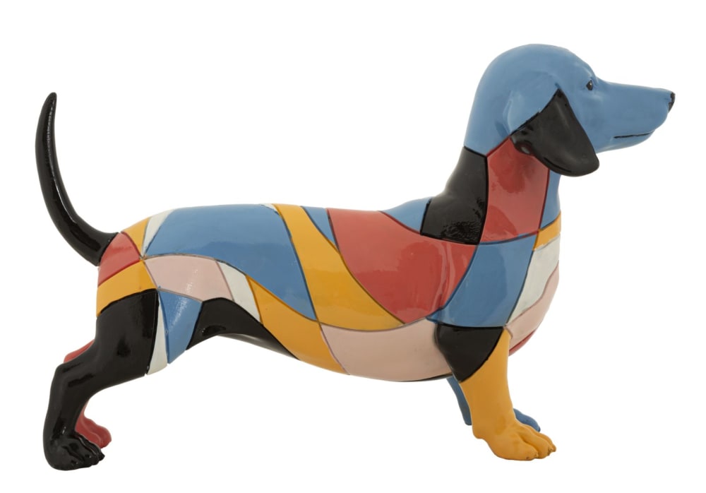 Chien basset en résine multicolore 32,5x9,7x20,5 cm — vue 3