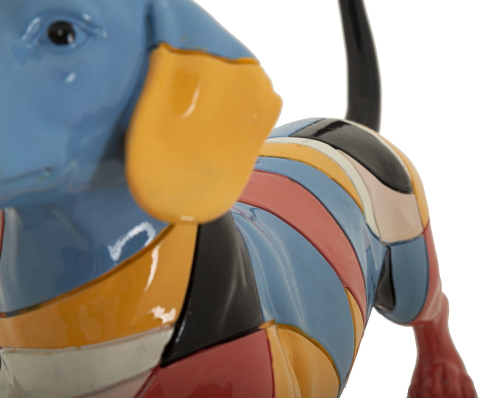 Chien basset en résine multicolore 32,5x9,7x20,5 cm — vue 4