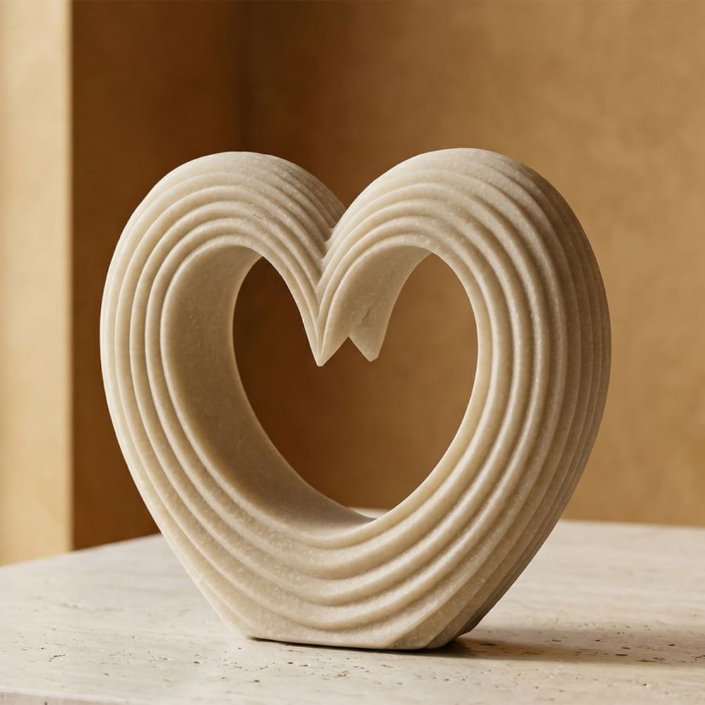 estatuilla de corazon de resina beige 21x6x19 cm