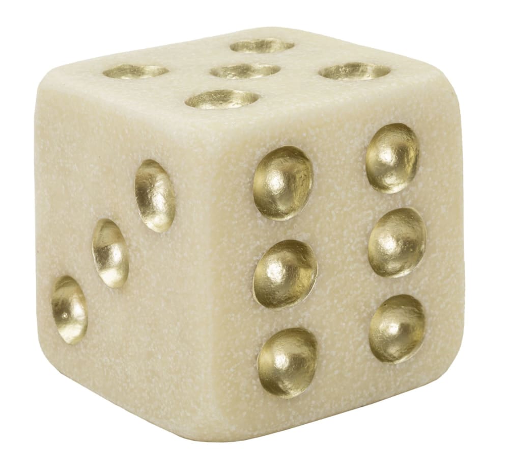 Beige und goldfarbene Harzwürfel, 12 x 12 x 12 cm - Maisons Du