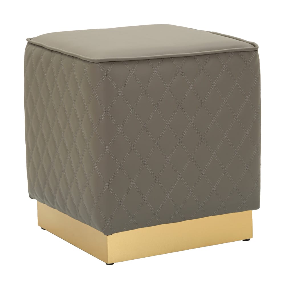 Pouf carré en similicuir - gris