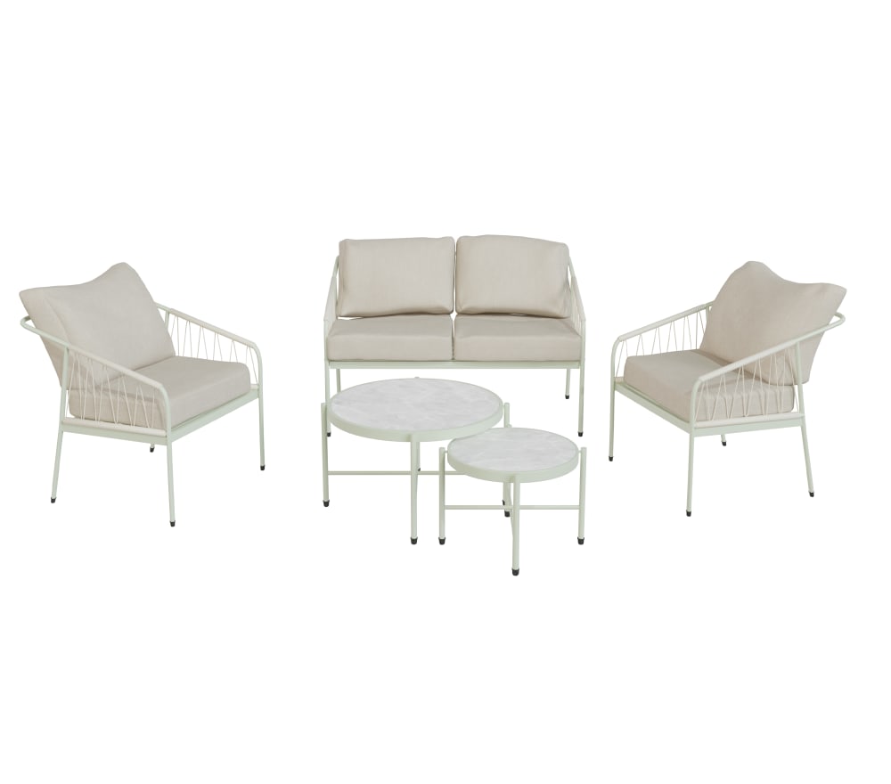 Salon de jardin 4 places en acier  blanc