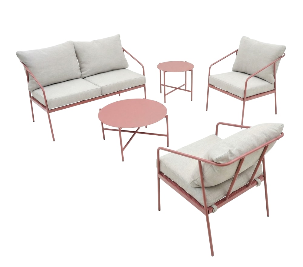 Salon de jardin 4 places en acier  terracotta