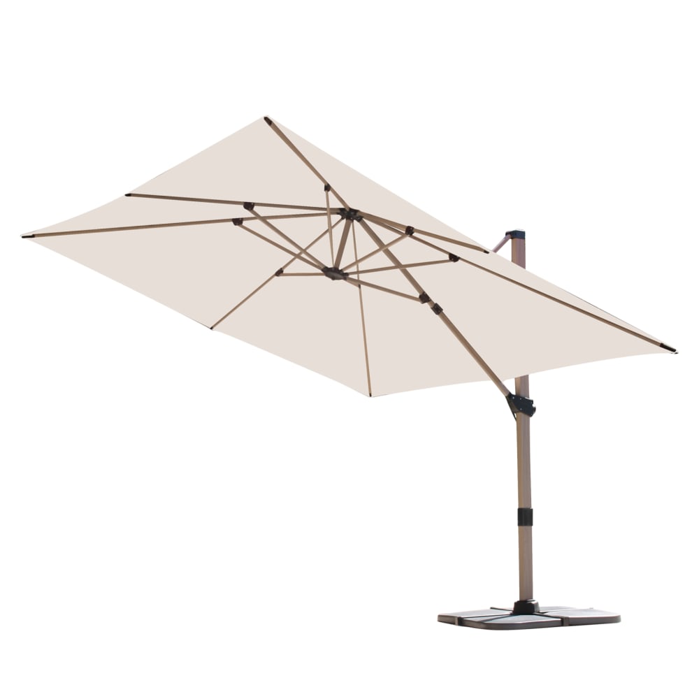 Parasol déporté rectangulaire structure  - effet bois aluminium lin