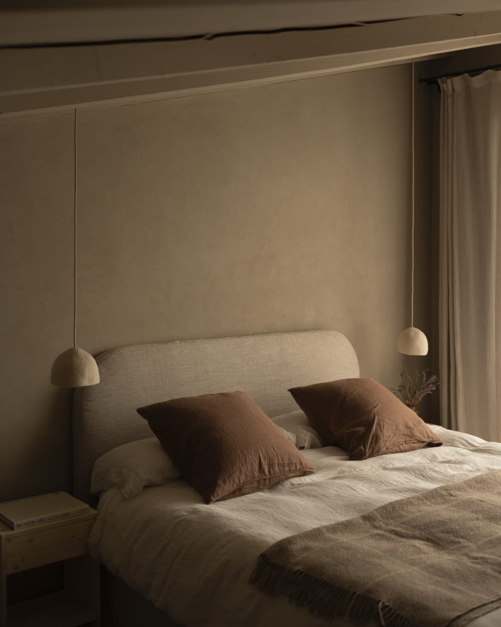 Tête de lit déhoussable en lin beige 120x110cm