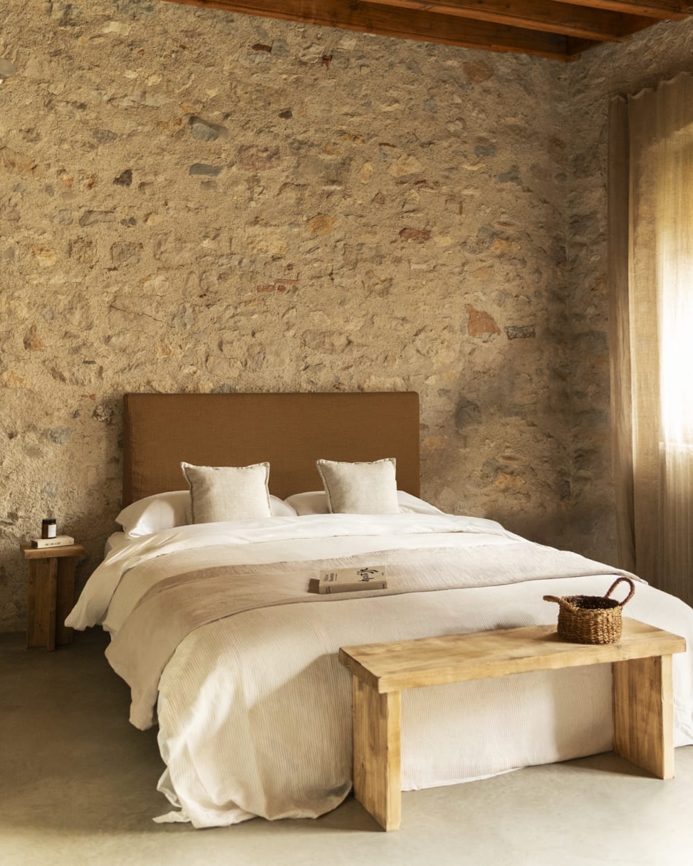 Tête de lit déhoussable en lin terre cuite 180x110cm