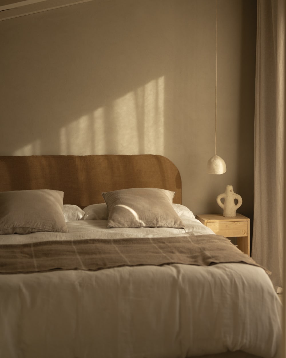 Tête de lit déhoussable en lin orange 120x110cm