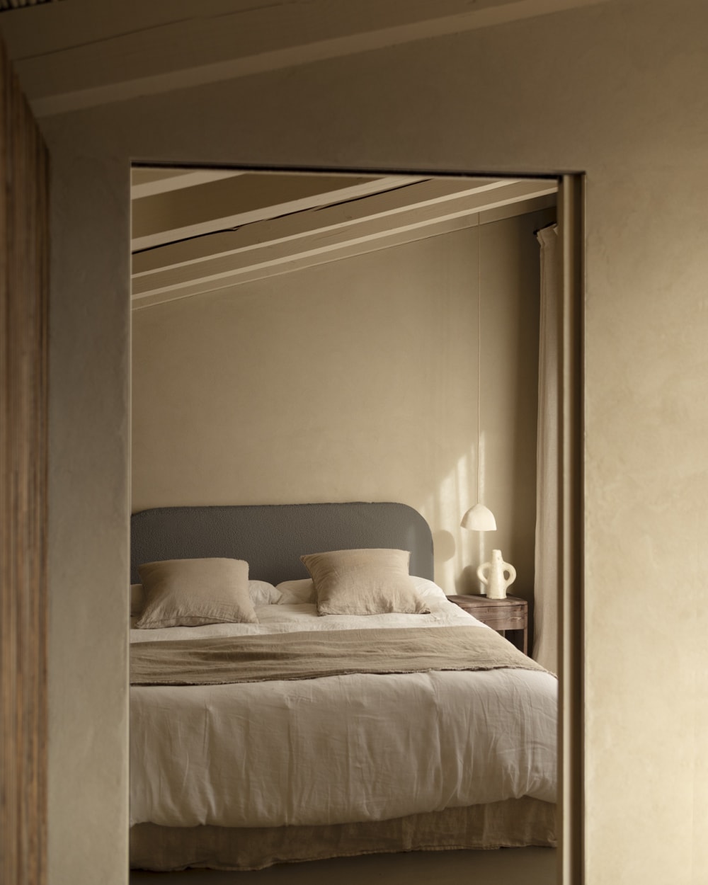 Tête de lit déhoussable en bouclé gris foncé 200x110cm