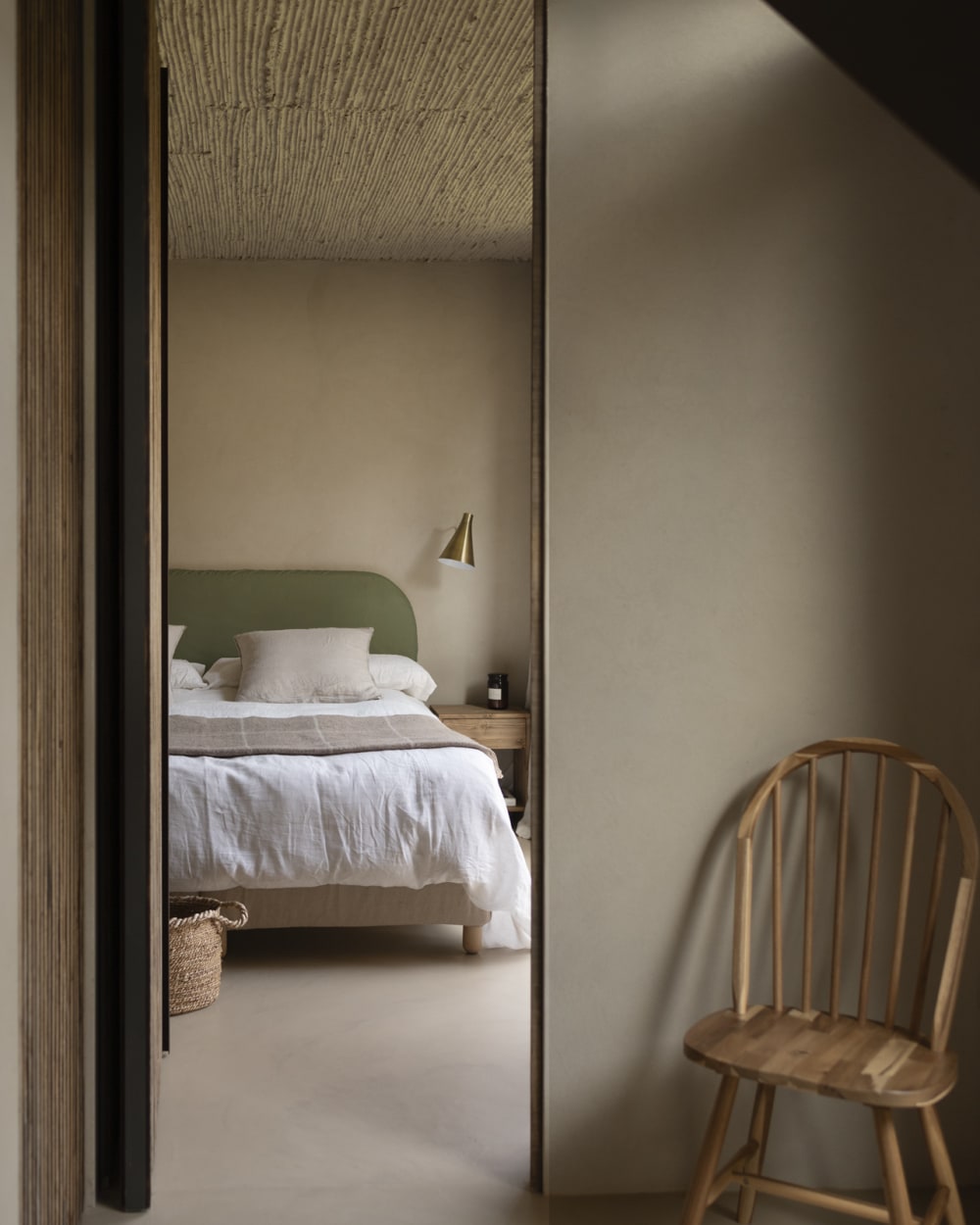 Tête de lit déhoussable en velours côtelé vert 200x110cm