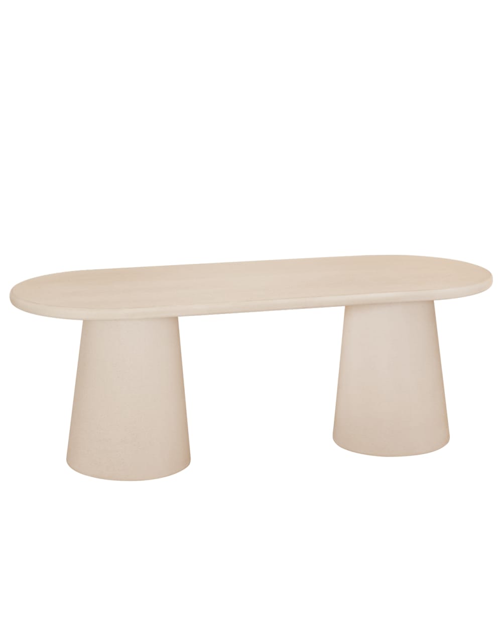 Table de salle à manger ovale en microciment beige 220x75cm
