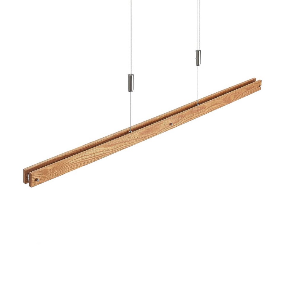 Lindby Pendelleuchte aus Metall, Nickel matt, Holz hell style modern Braun Metall