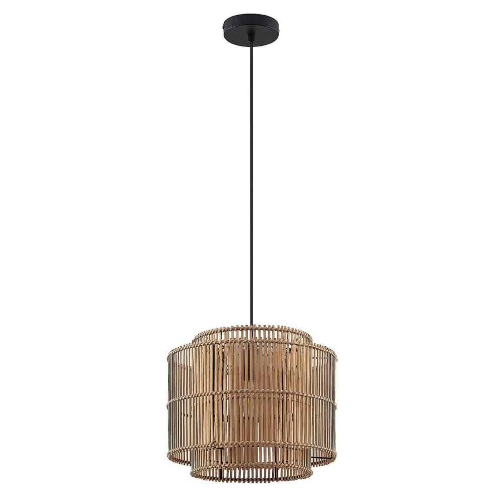 Lindby Pendelleuchte, Bambus natur, schwarz style modern Braun Bambus
