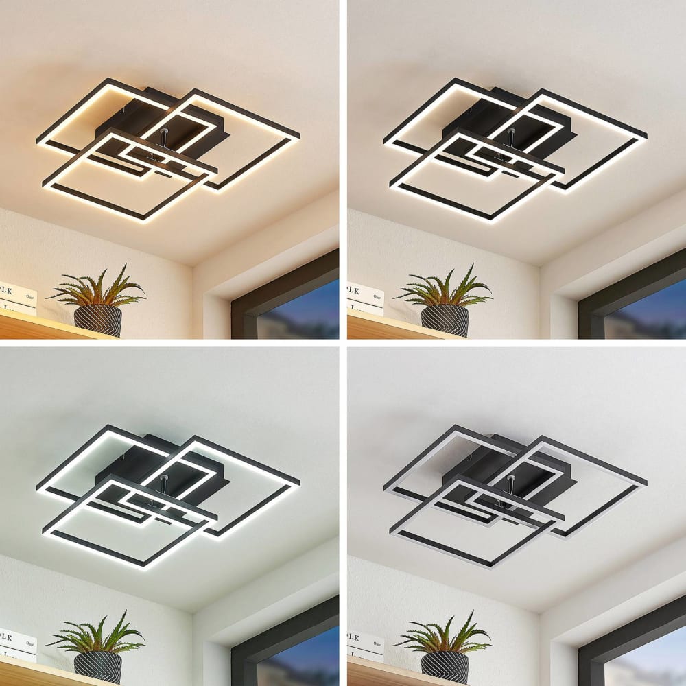 Lindby LED Deckenleuchte aus Aluminium, schwarz style modern - Aluminium