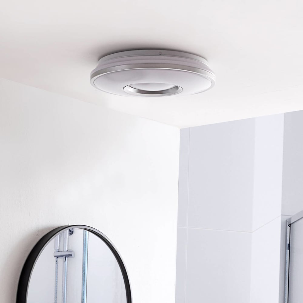 Lindby LED Deckenleuchte aus Metall, chrom style modern Silber Metall