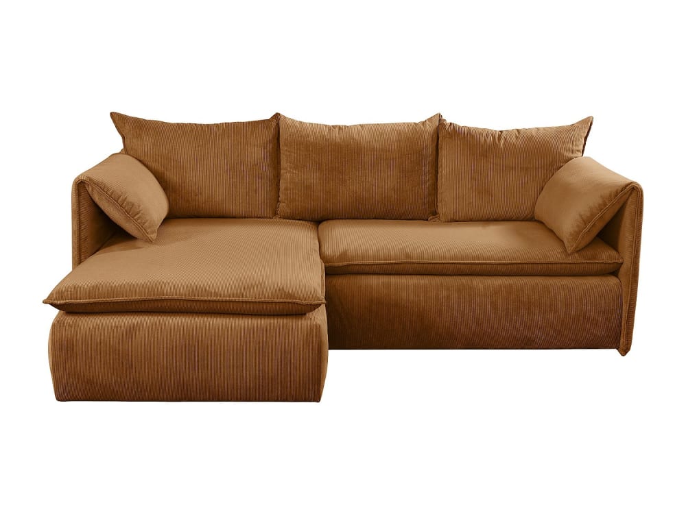 Canapé d'angle velours 4 places terracotta
