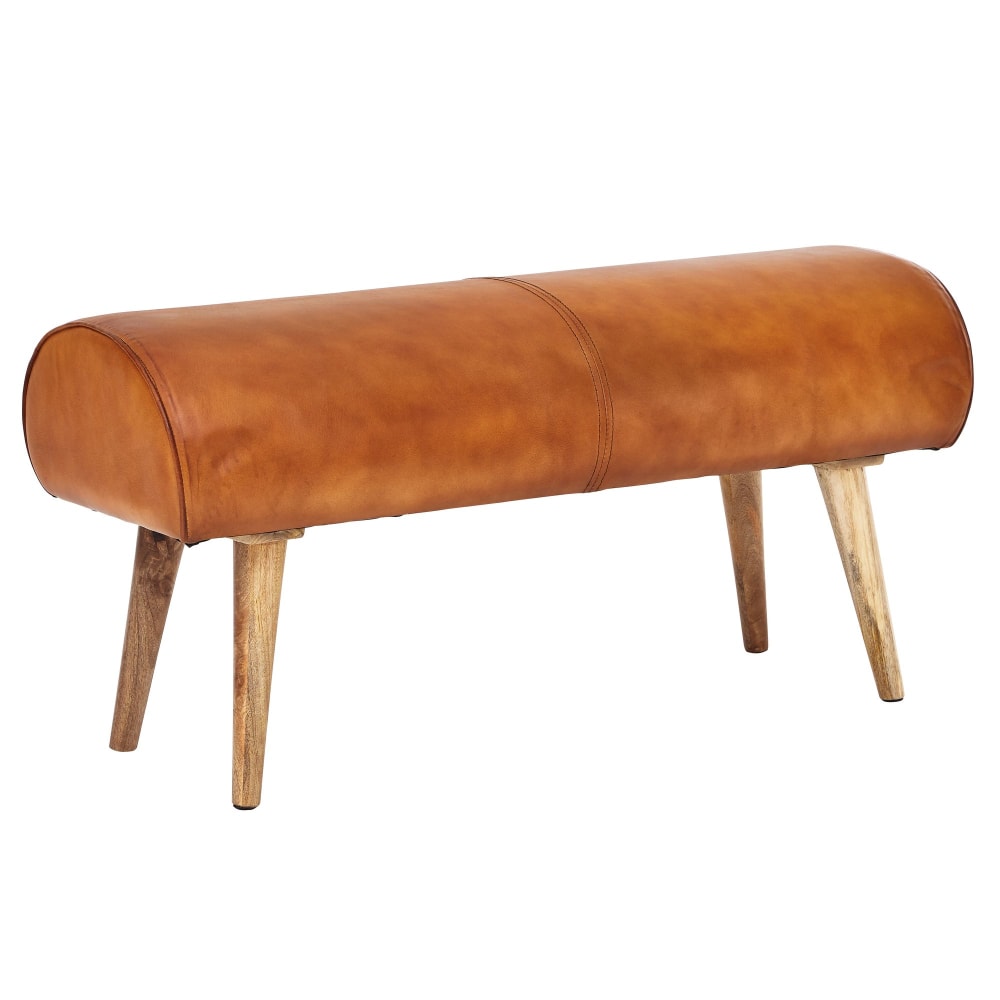 Banc en cuir véritable, marron