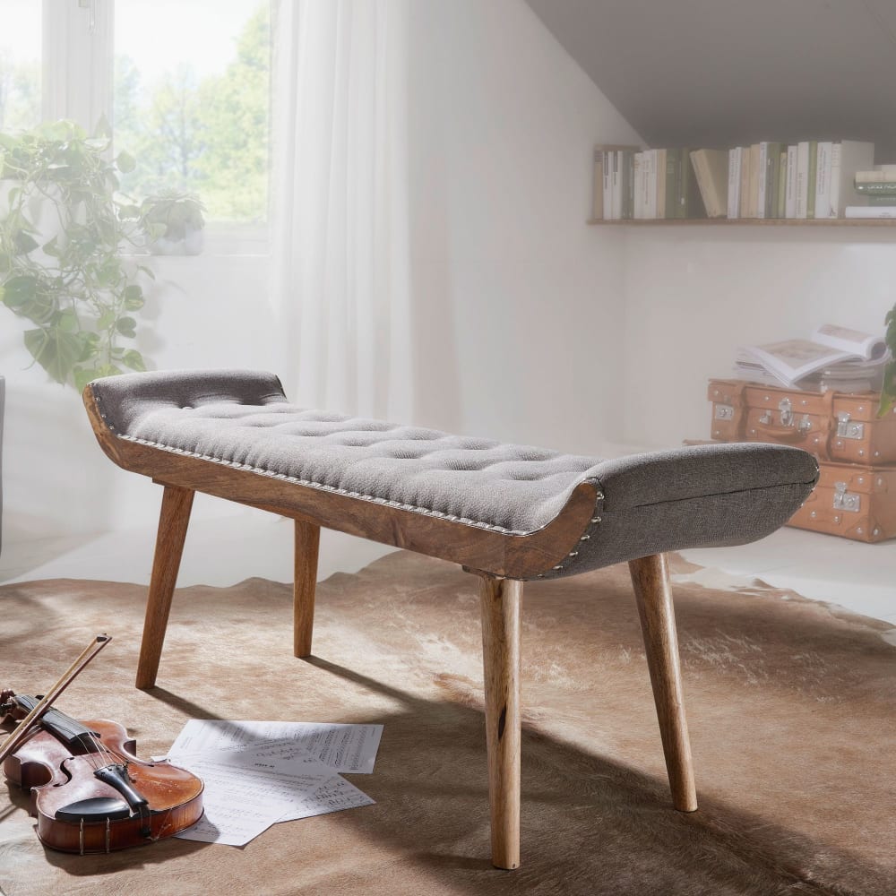 Sitzbank mit Stoffbezug, Grau - Maisons Du Monde