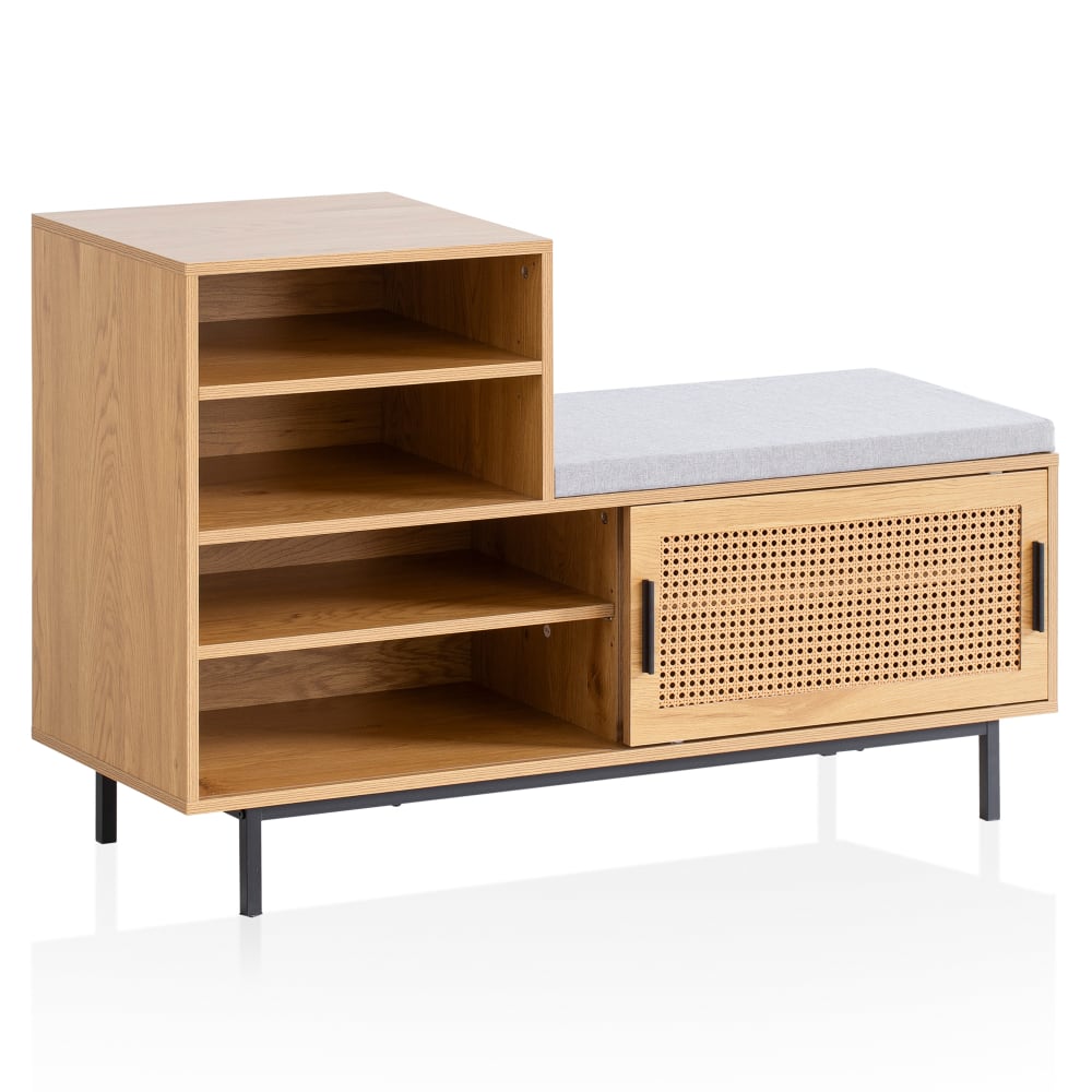 Banc à chaussures 6 compartiments en mdf, marron