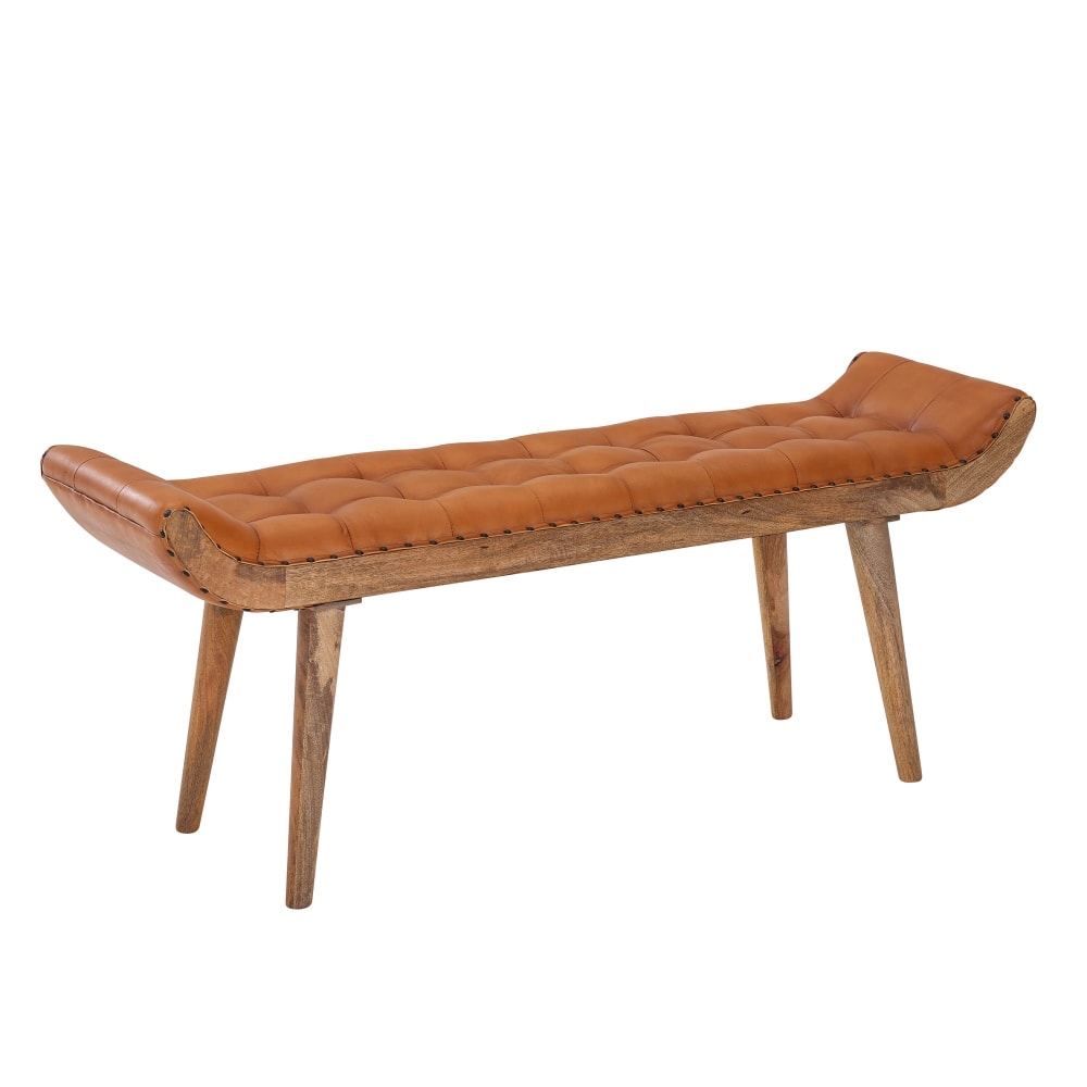 Banc en cuir véritable, marron Banc en cuir véritable, marron