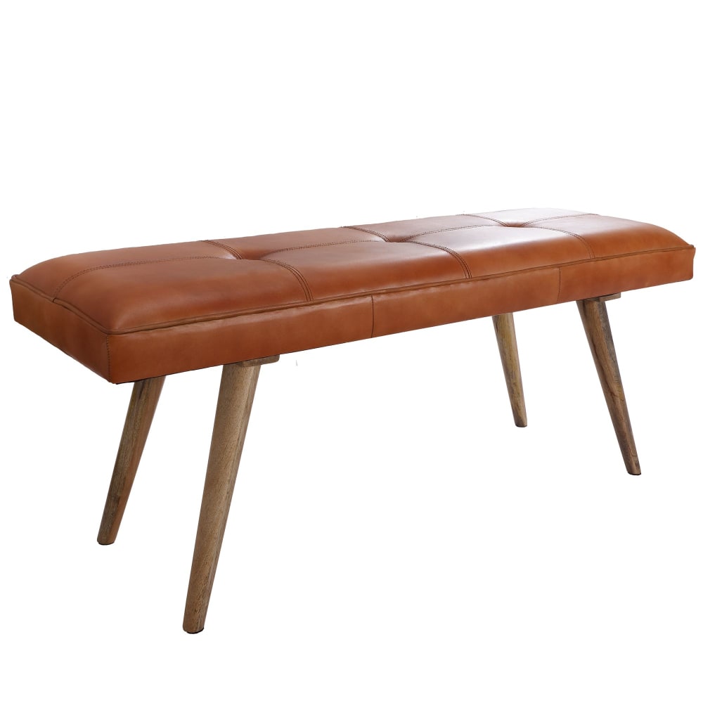 Banc en cuir véritable, marron Banc en cuir véritable, marron