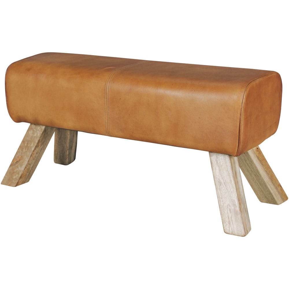 Banc en cuir véritable, marron