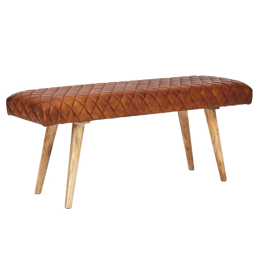 Banc en cuir véritable, marron