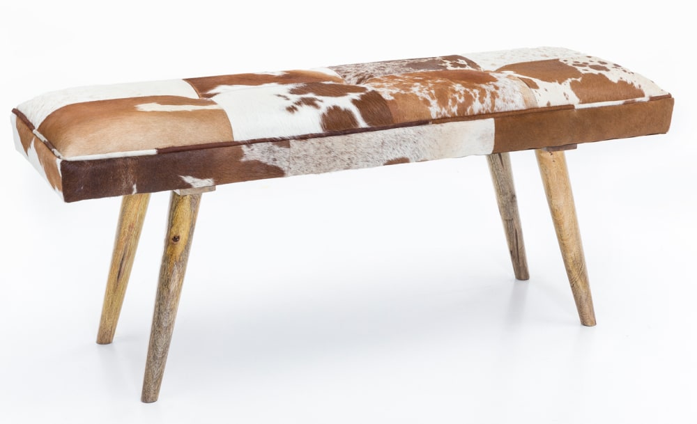 Banc en fourrure, marron / blanc