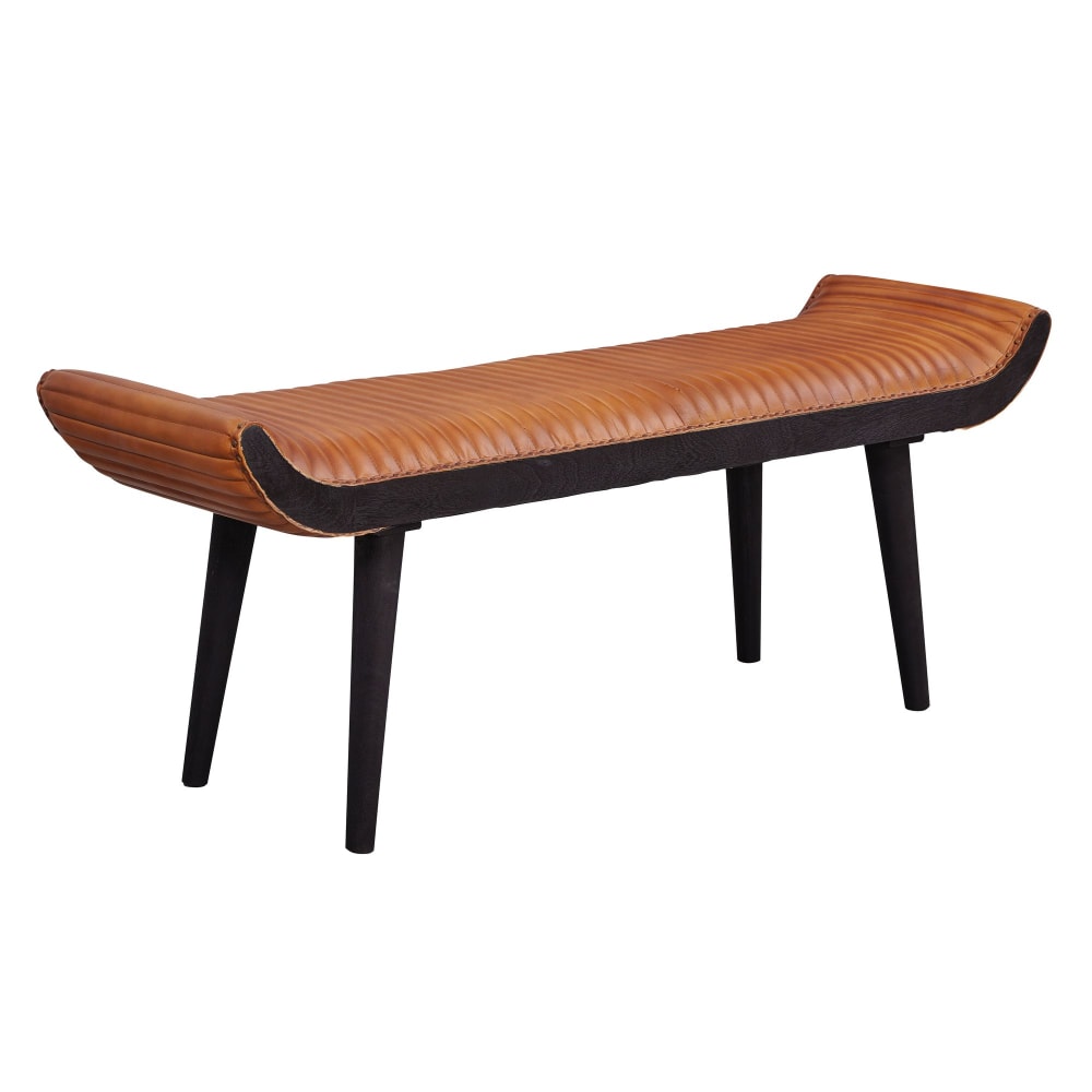 Banc en cuir véritable, marron Banc en cuir véritable, marron