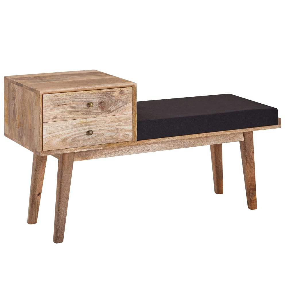 Banc à 2 tiroirs en tissu, gris Banc à 2 tiroirs en tissu, gris