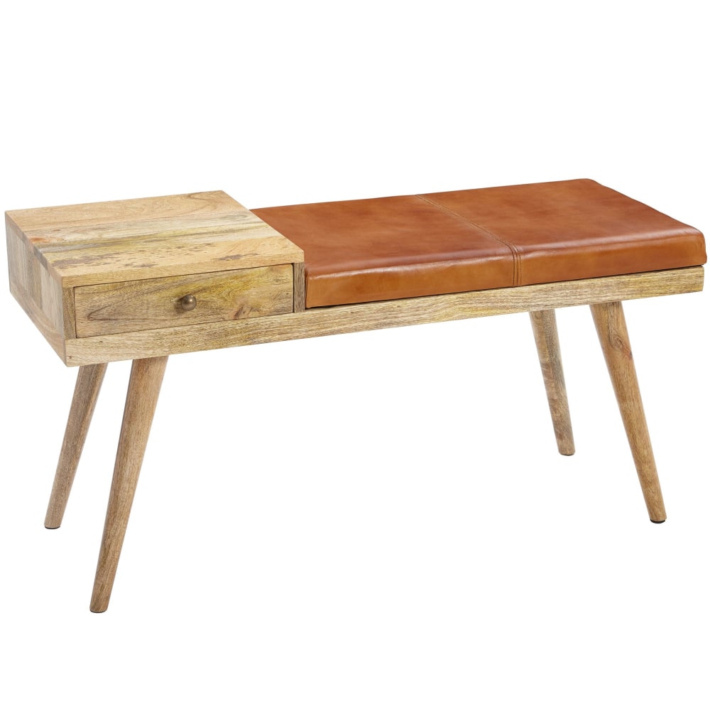 Banc avec tiroir en bois de manguier, marron Banc avec tiroir en bois de manguier, marron