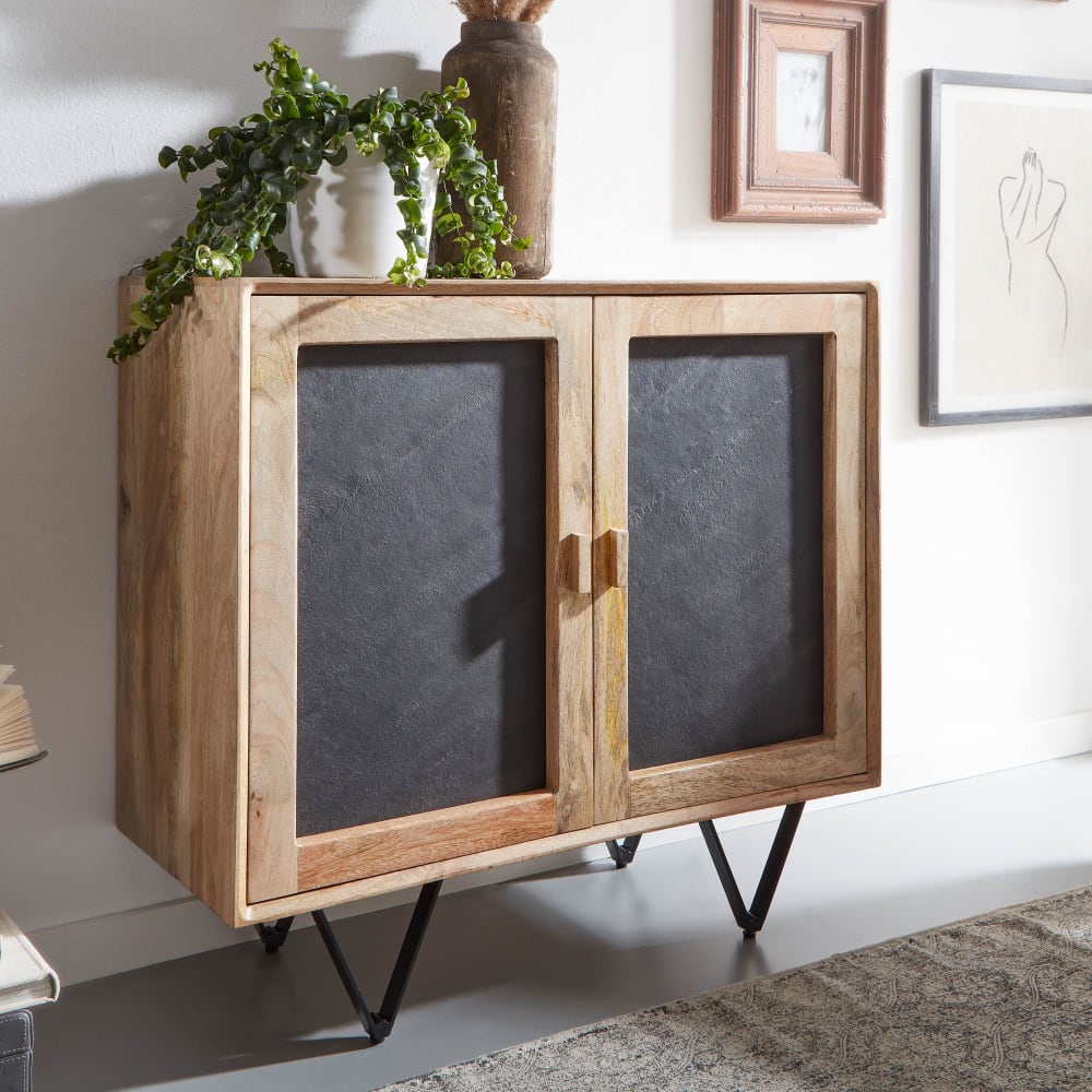 Sideboard mit 2 Türen aus Mango Massivholz, Braun - Maisons Du