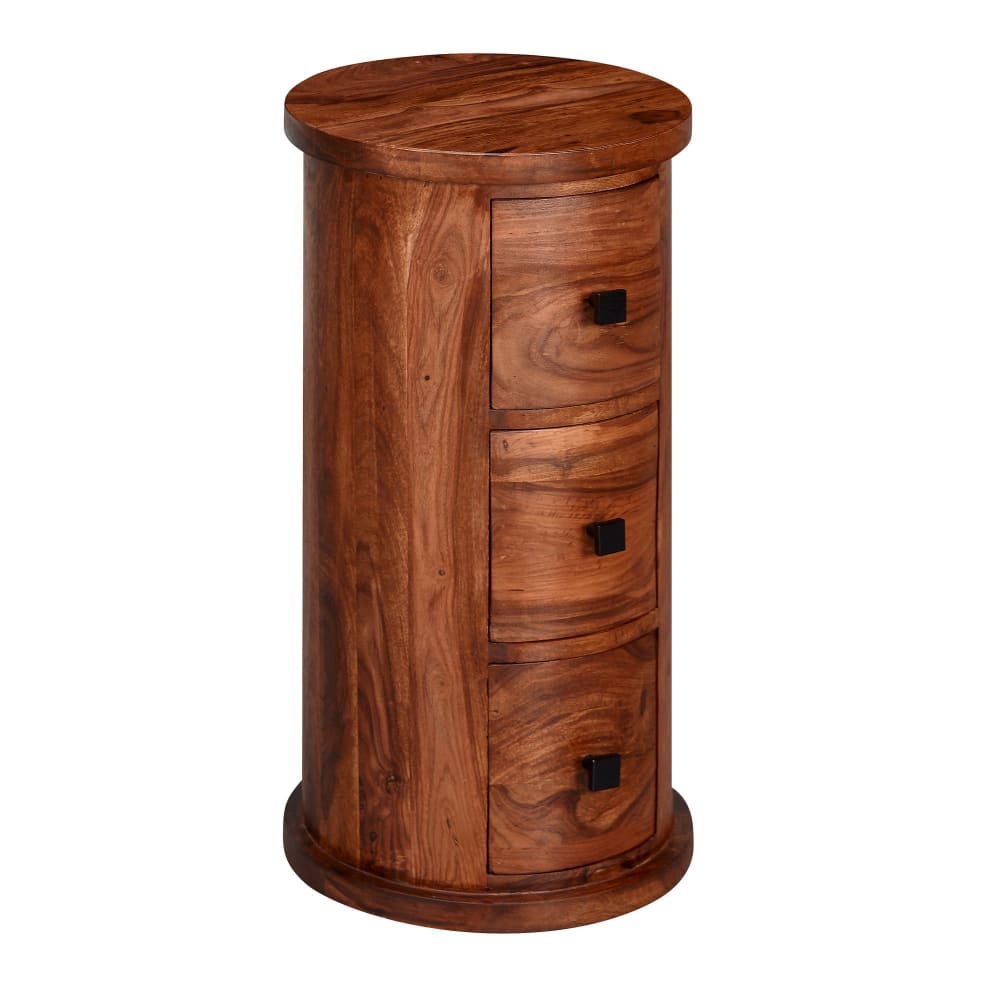 Commode à 3 tiroirs en bois de sheesham, marron