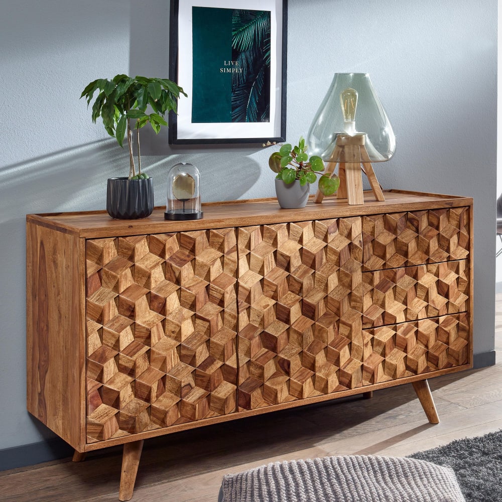Sideboard mit 3 Schubladen aus Sheesham, Braun - Maisons Du Monde