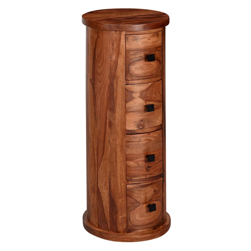 Commode à 4 tiroirs en bois de sheesham, marron