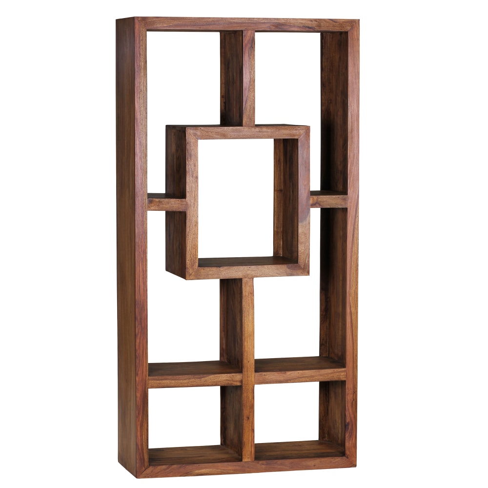 FineBuy Bücherregal mit 7 Fächern aus Sheesham Massivholz, Braun style modern Braun