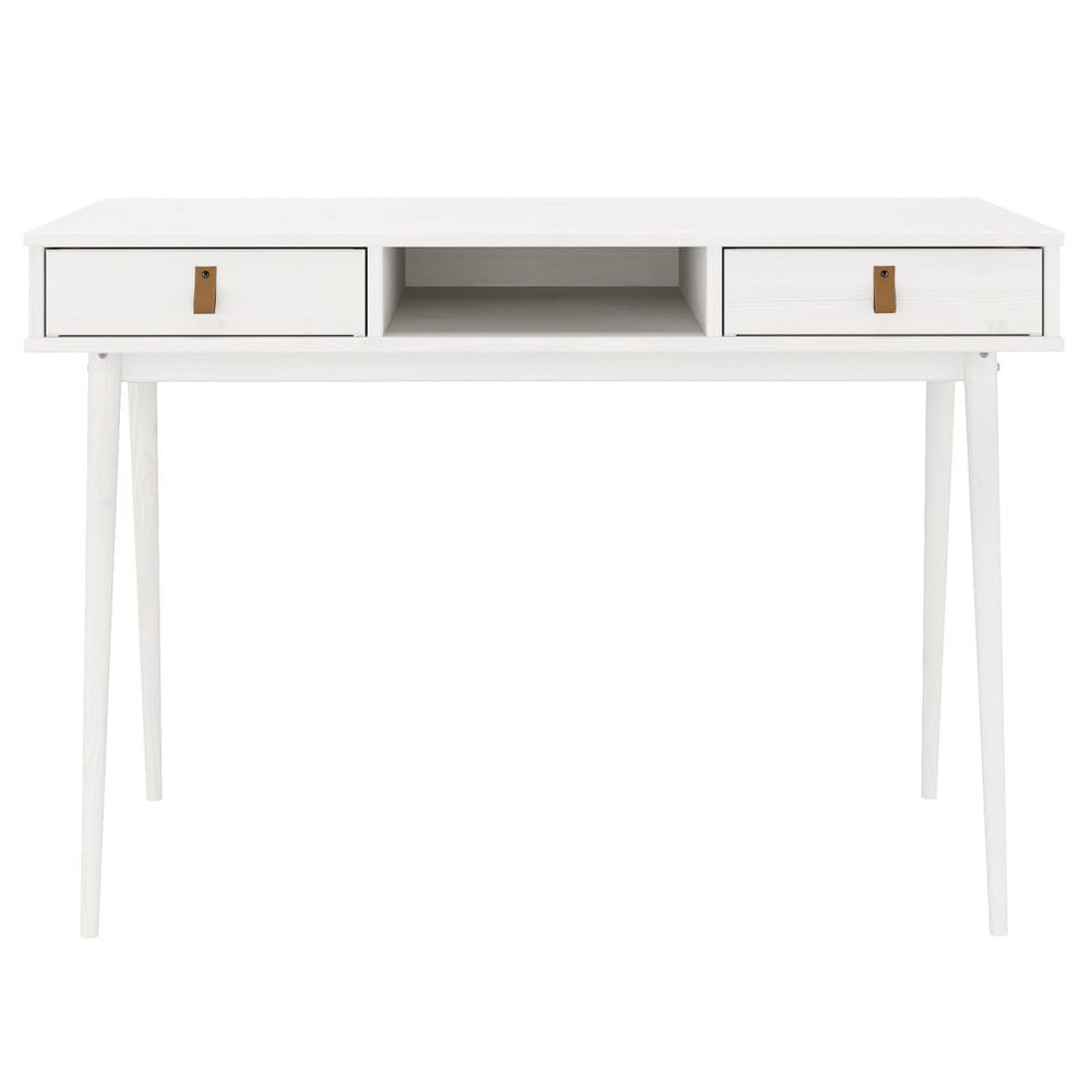 IDIMEX Schreibtisch mit 2 Schubladen aus Massivholz, weiß style modern - -