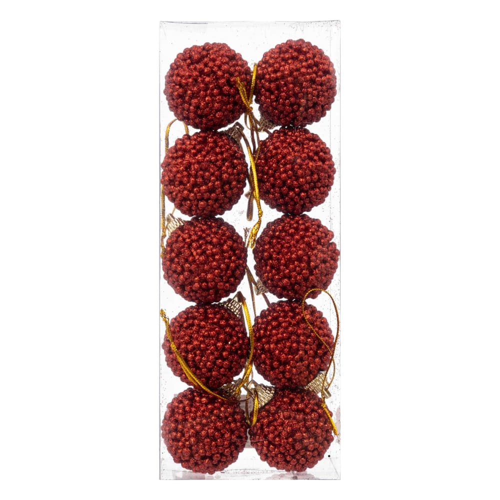 Conjunto de 10 bolas de navidad con efecto de cuentas