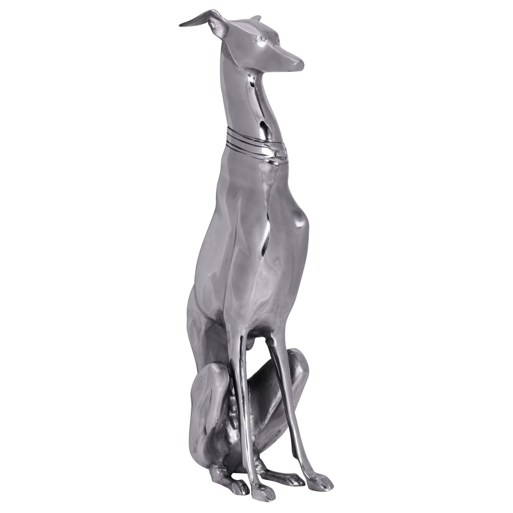 FineBuy Tierfigur Windhund aus Aluminium, Silber style modern Silber Aluminium