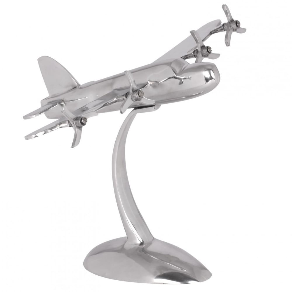 FineBuy Dekoobjekt Flugzeug aus Aluminium, Silber style modern Silber Aluminium