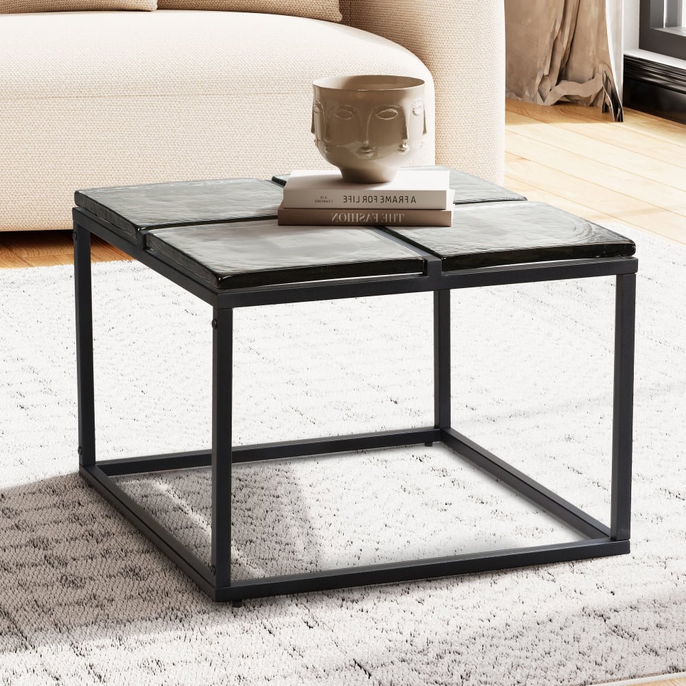 Couchtisch aus Glas, 58 cm Schwarz - Maisons Du Monde