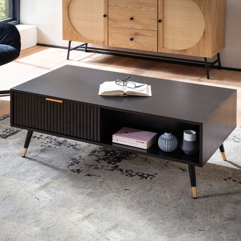 Table basse en aggloméré, 110 cm, noir