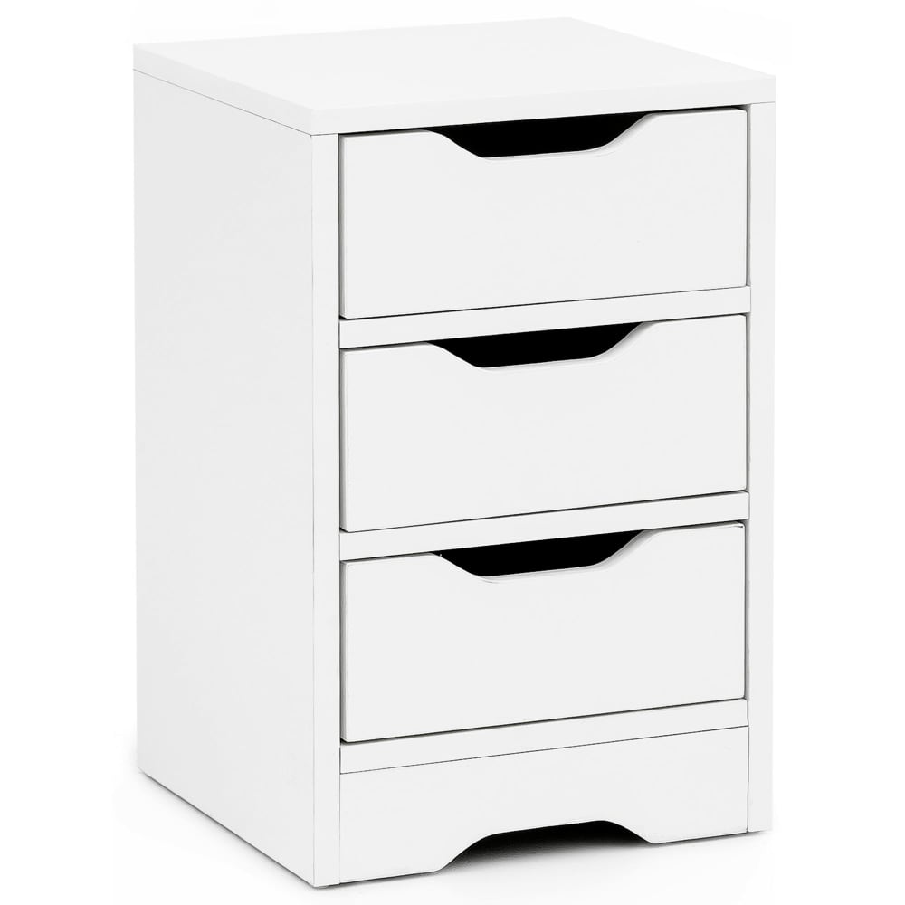 FineBuy Nachtschrank mit 3 Schubladen aus Spanplatte, Weiß style modern Weiß Spanplatte